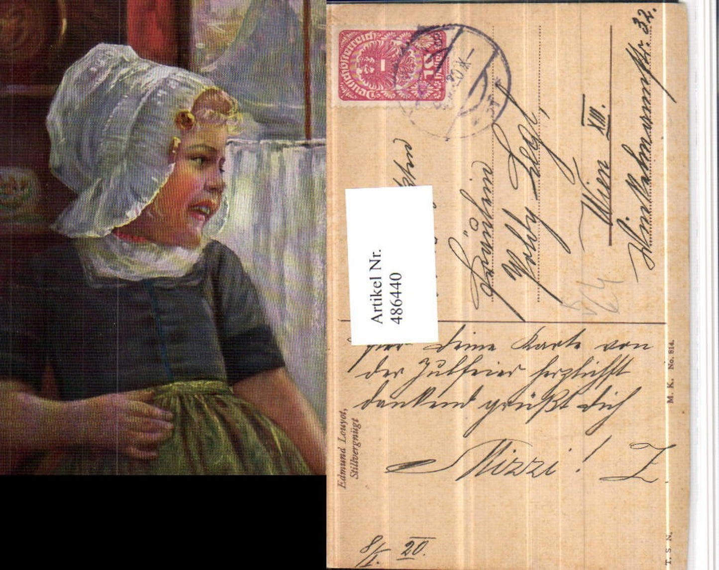 486440,Theo Stroefer 814 Künstler Edmund Louyot Stillvergnügt Kind Mädchen