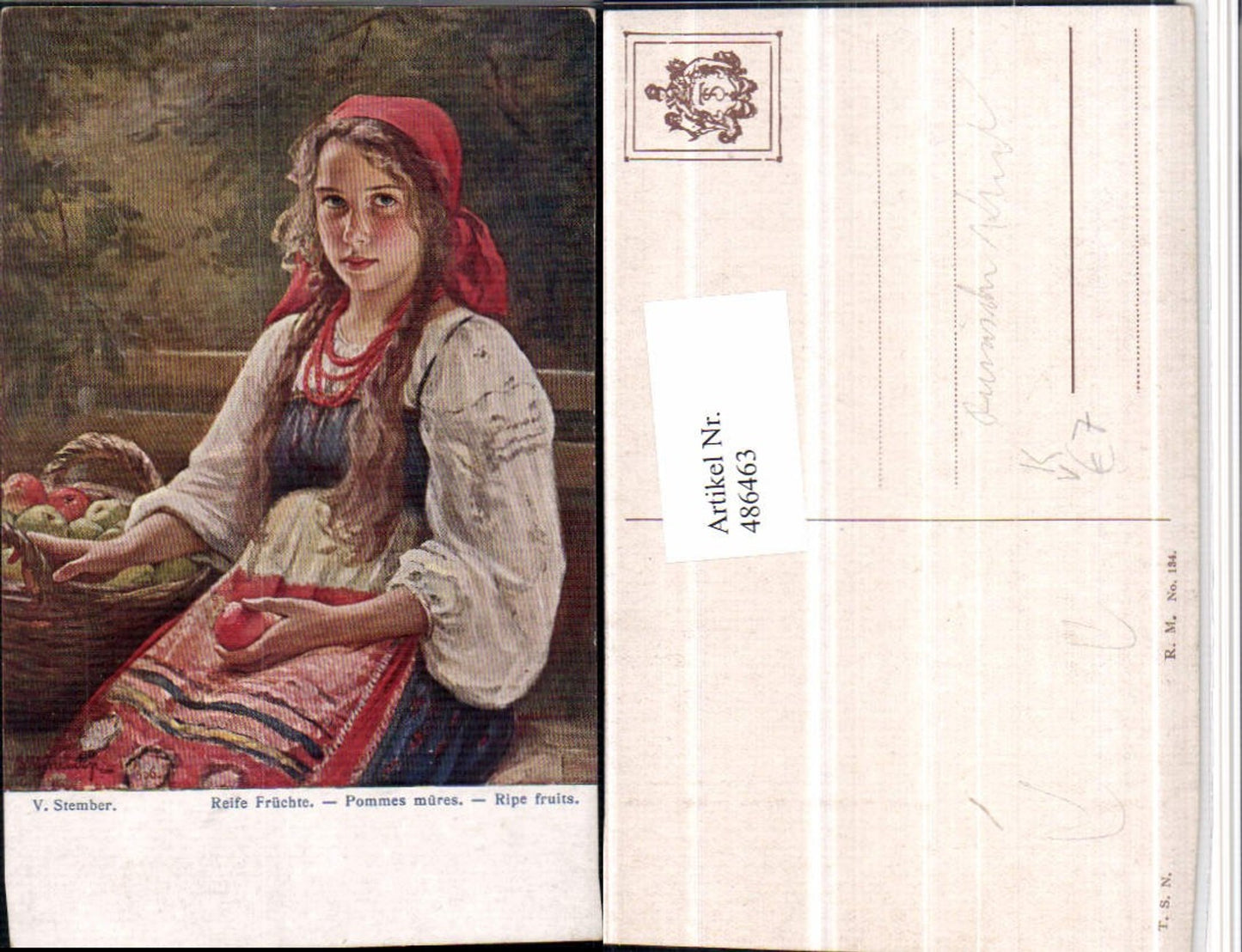 486463,Theo Stroefer Russische Meister 134 Künstler V. Stemberg Reife Früchte Mädchen