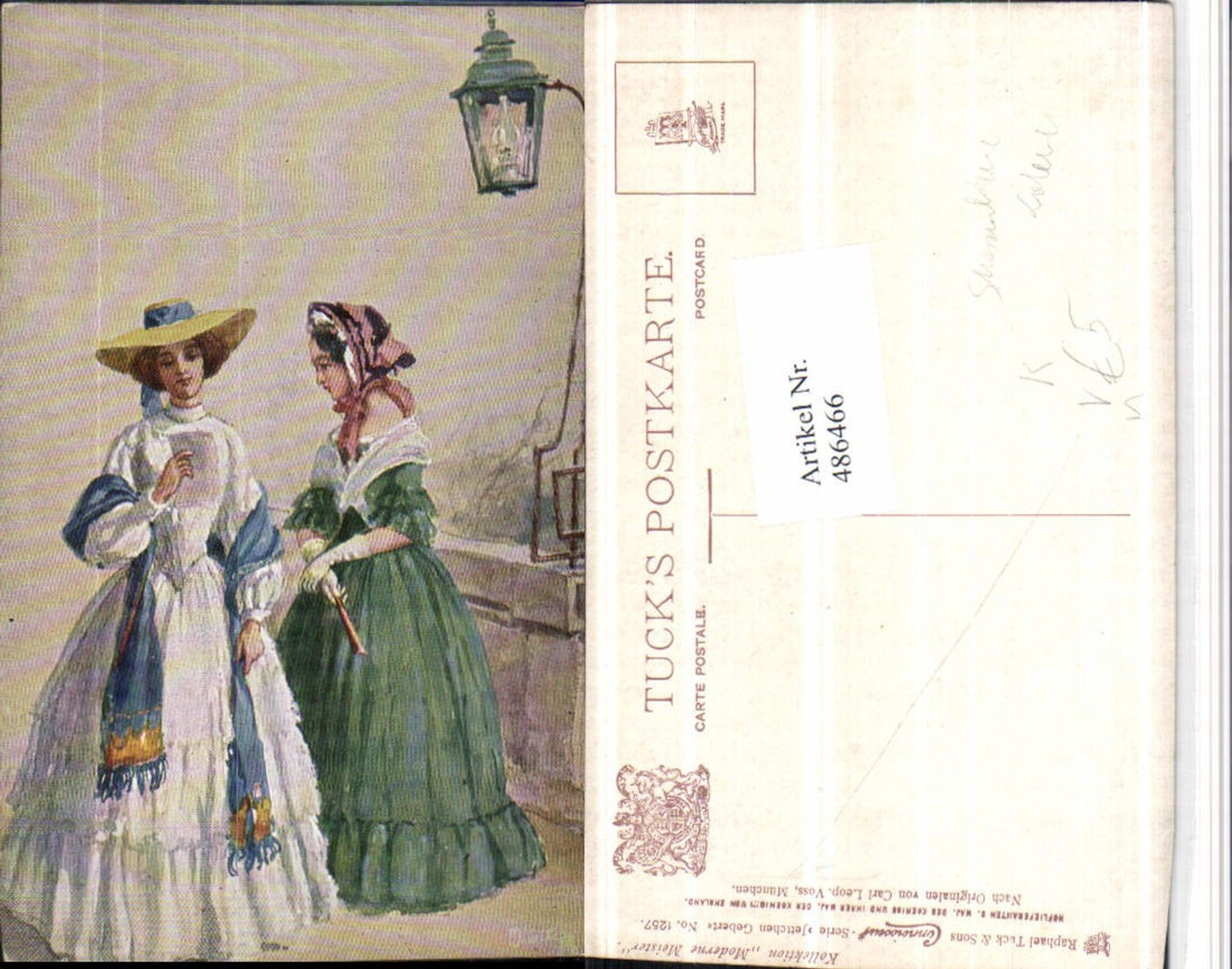 486466,Raphael Tuck & Sons 1257 Künstler Carl Leop. Voss Frauen Kleider Laterne