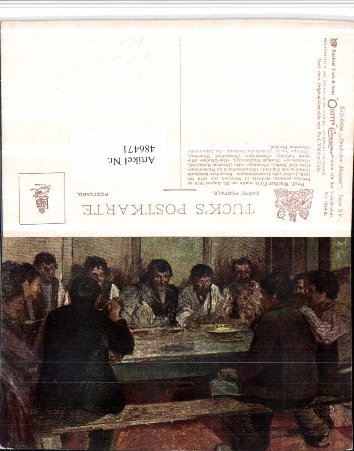 486471,Raphael Tuck & Sons 1214B Künstler Walther Firle Volksküche Tischrunde