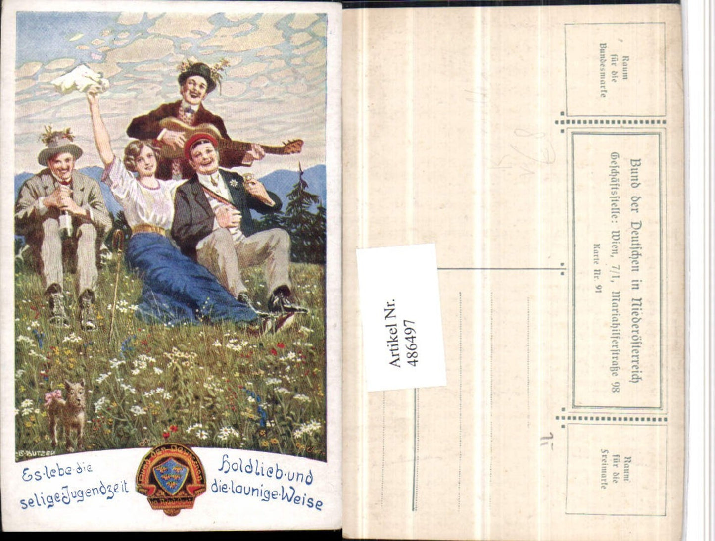486497,Bund d. Deutschen in NÖ 91 Seltene Künstler E. Kutzer Jugendzeit Wiese Gitarre