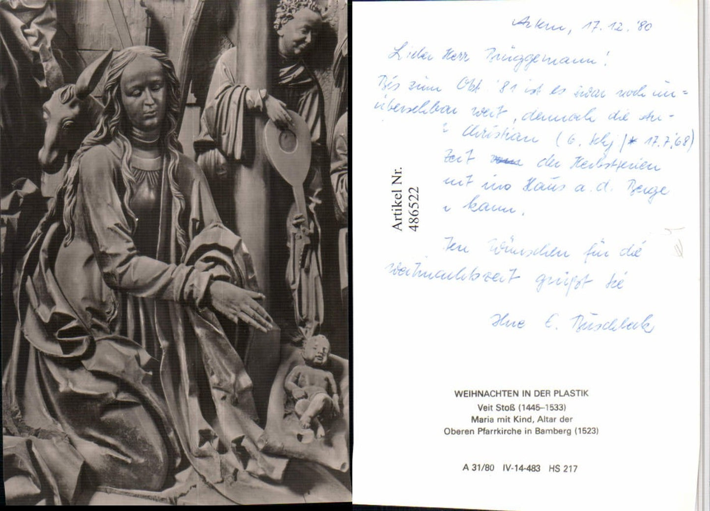486522,Fotokunst Veit Stoß Bamberg Kirche Altar Maria m. Kind