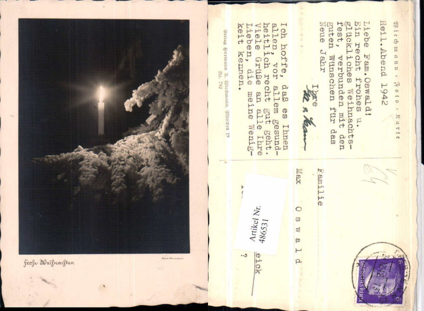 486531,Fotokunst Wiechmann 792 Weihnachten Zweig Kerze