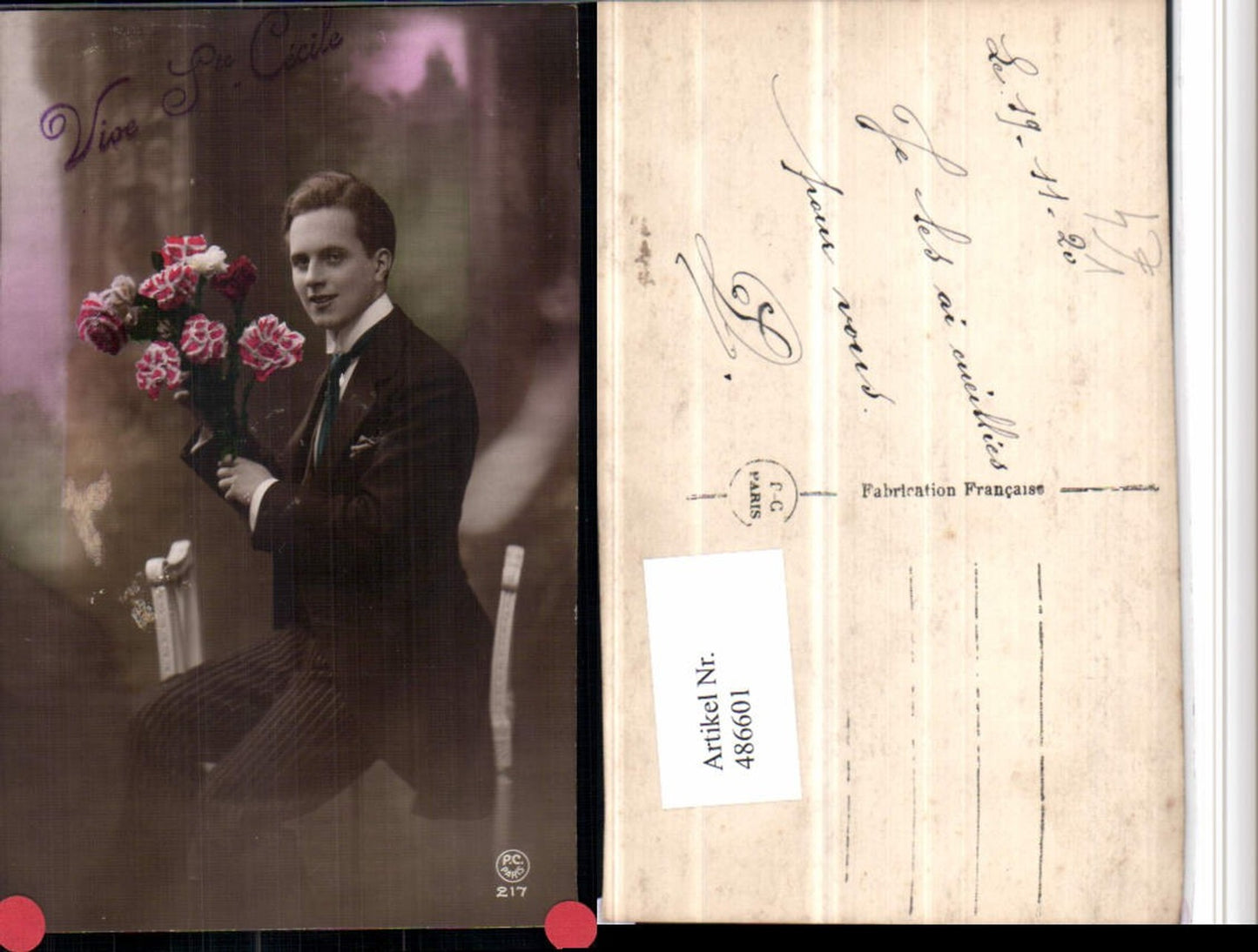 486601,P.C. Paris 217 Ste Cecile Mann Anzug Blumenstrauß