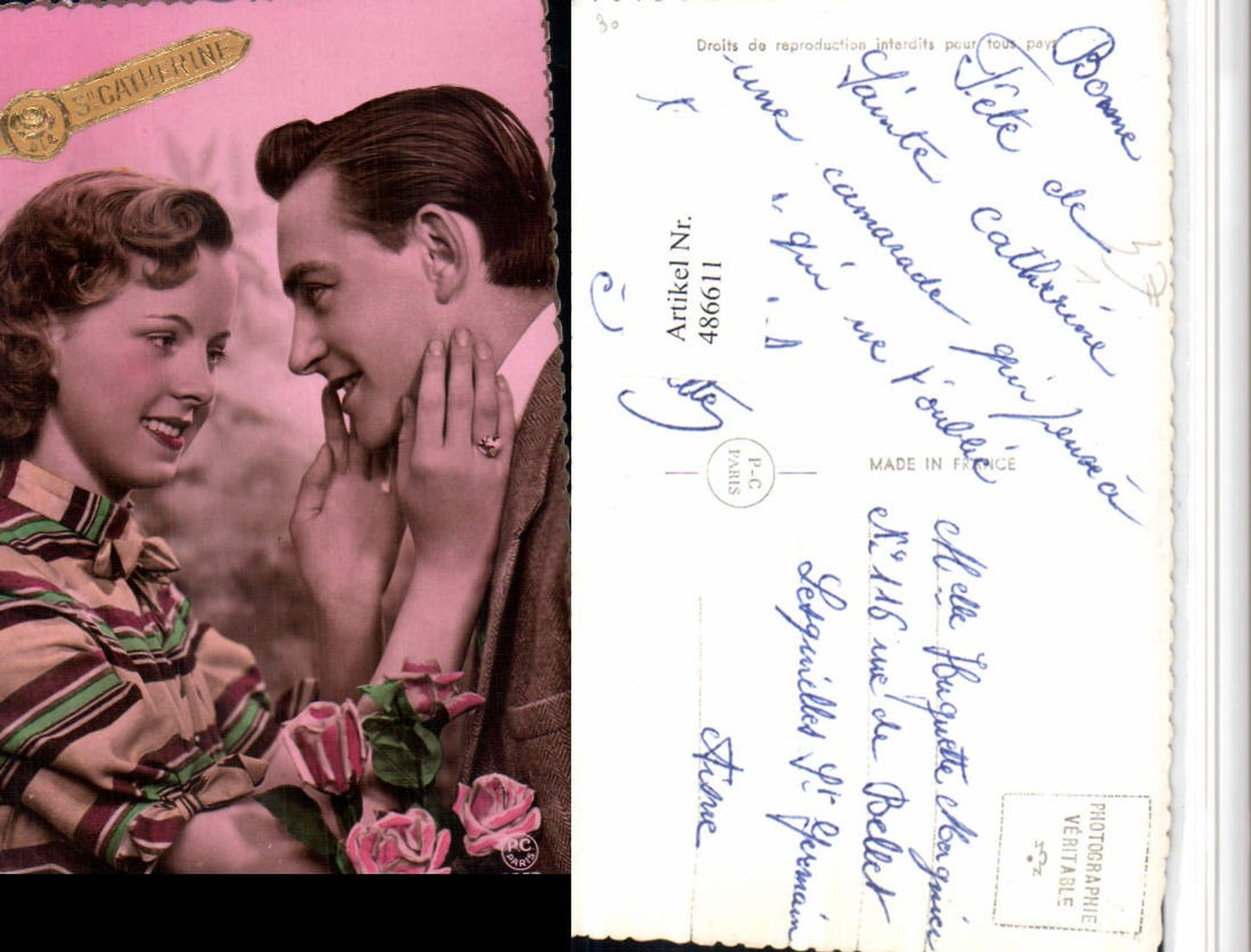 486611,P.C. Paris 6853 Ste Catherine Liebe Paar Ring Rosen