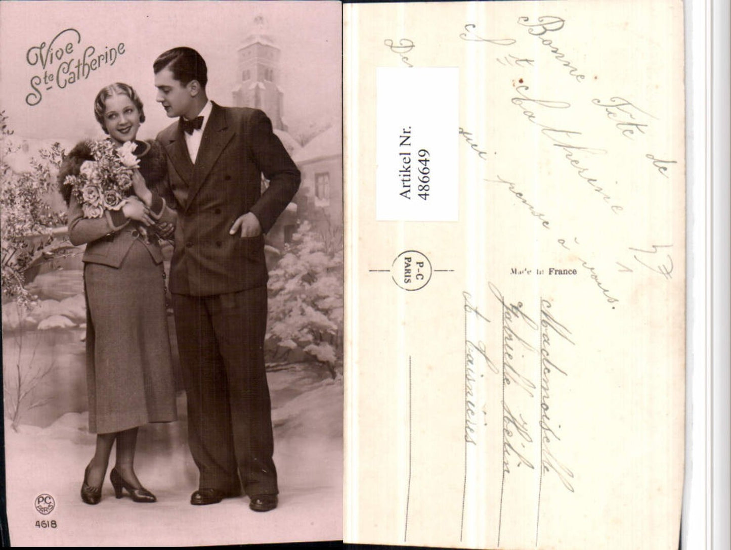 486649,P.C. Paris 4618 Ste Catherine Liebe Paar Rosenstrauß