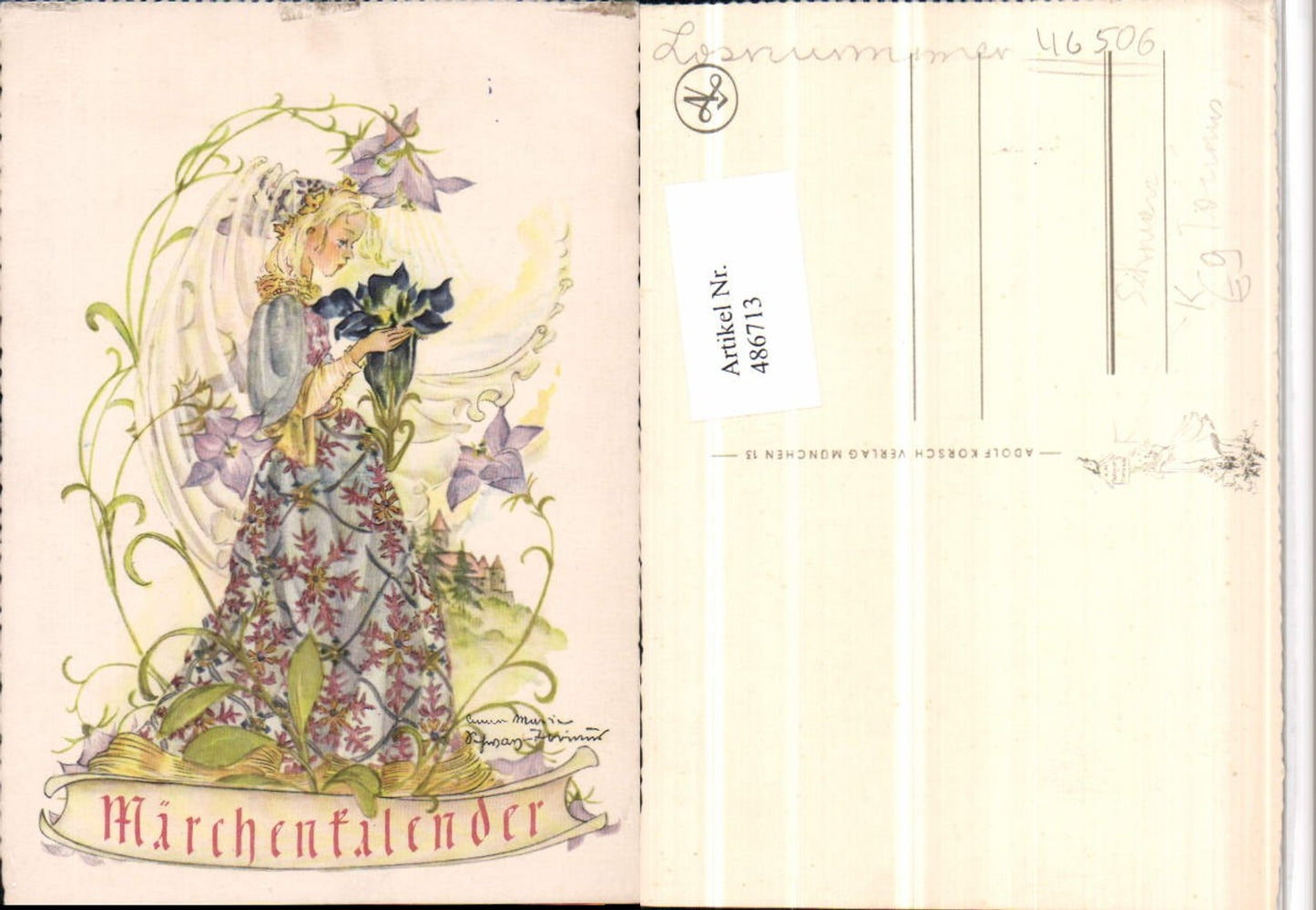 486713,Künstler AK Anne-Marie Schwarz-Torinus Märchenkalender Mädchen Märchen