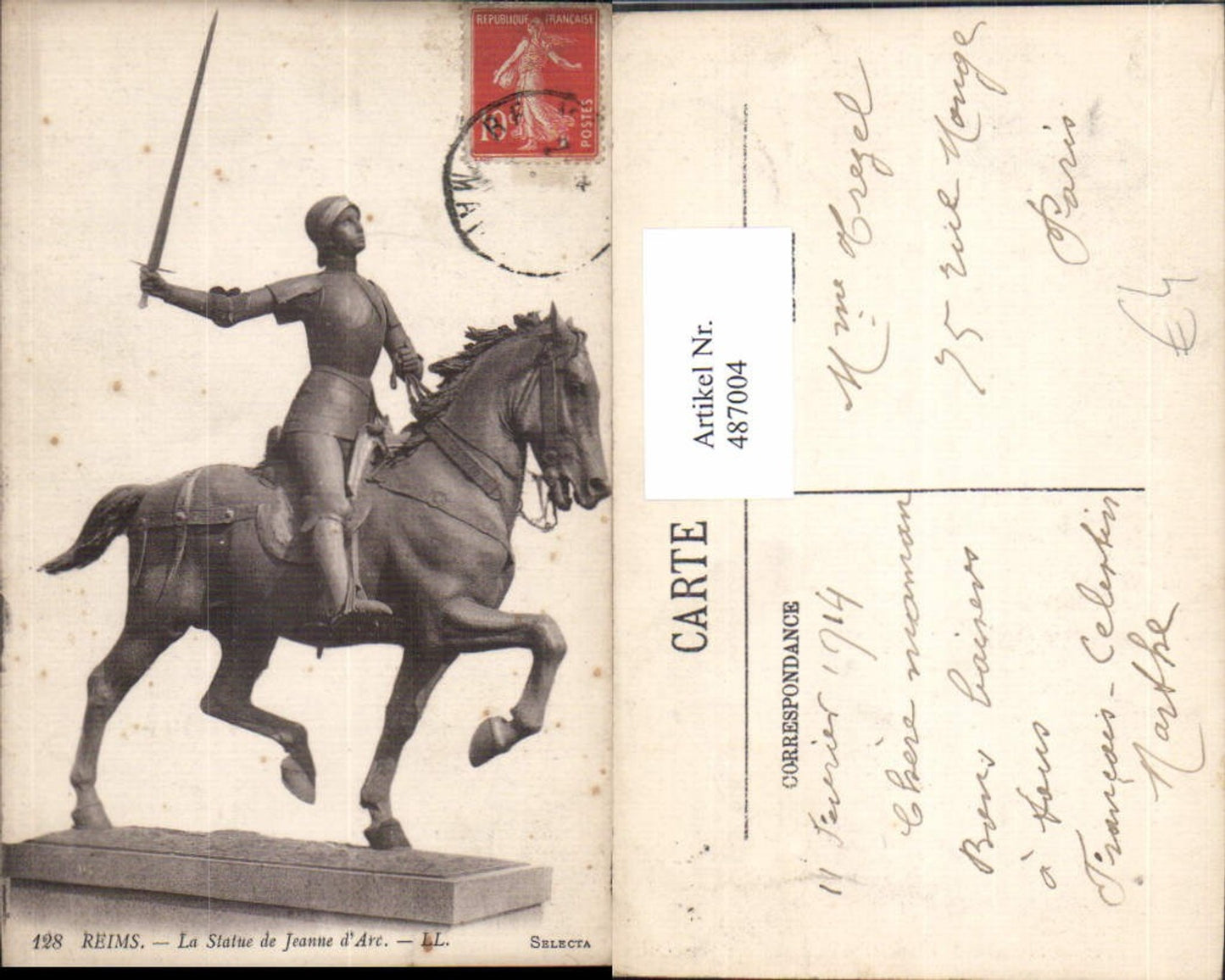 487004,Reims La Statue de Jeanne d Arc