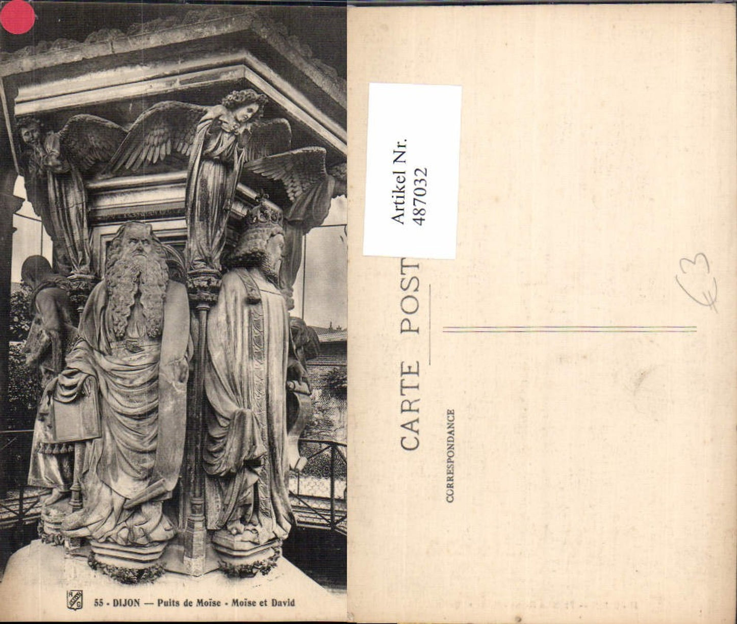 487032,Statue Dijon Puits de Moise Moise et David