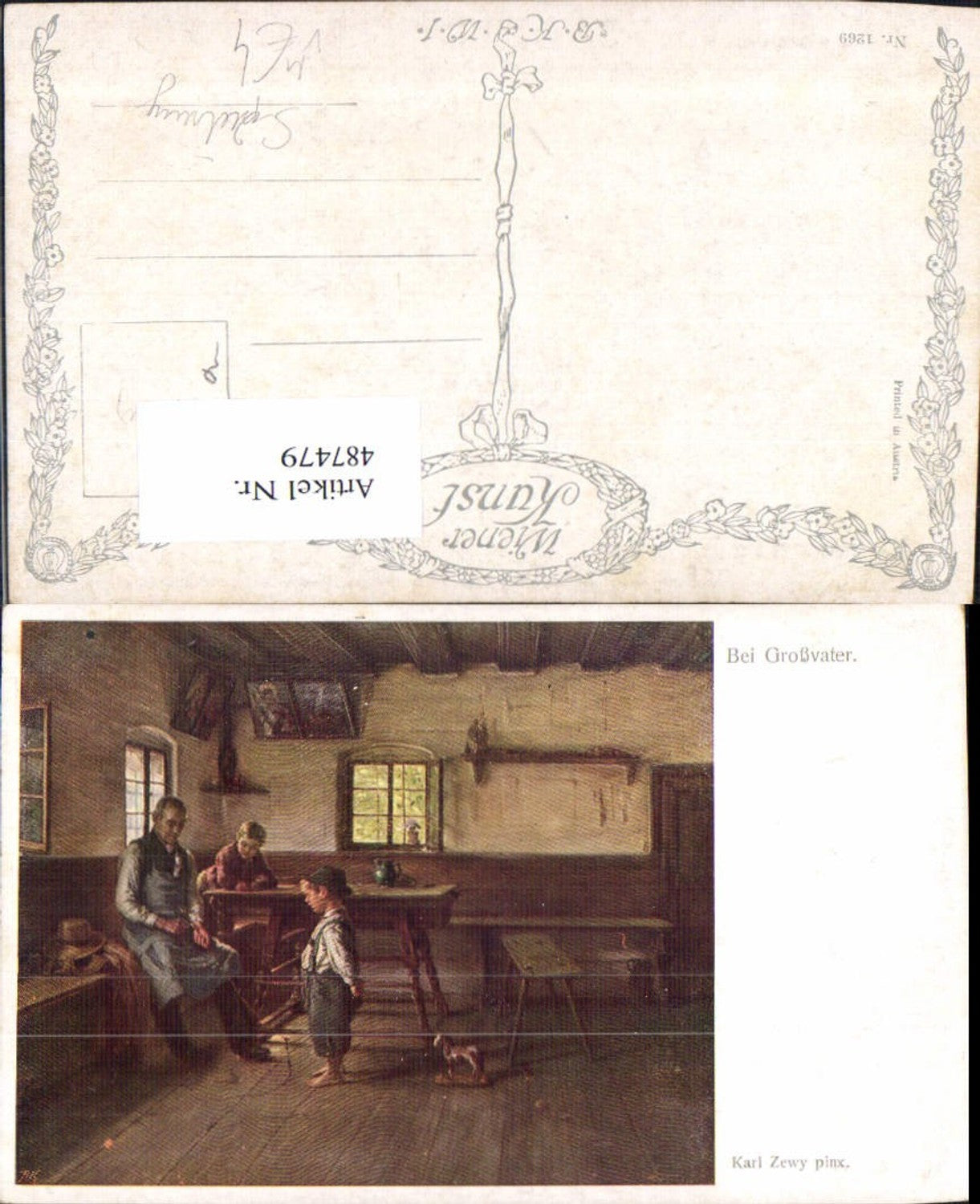 487479,Künstler Ak Karl Zewy Bei Großvater Kind Bub Junge Nachziehpferd Spielzeug pub B.K.W.I. 1269