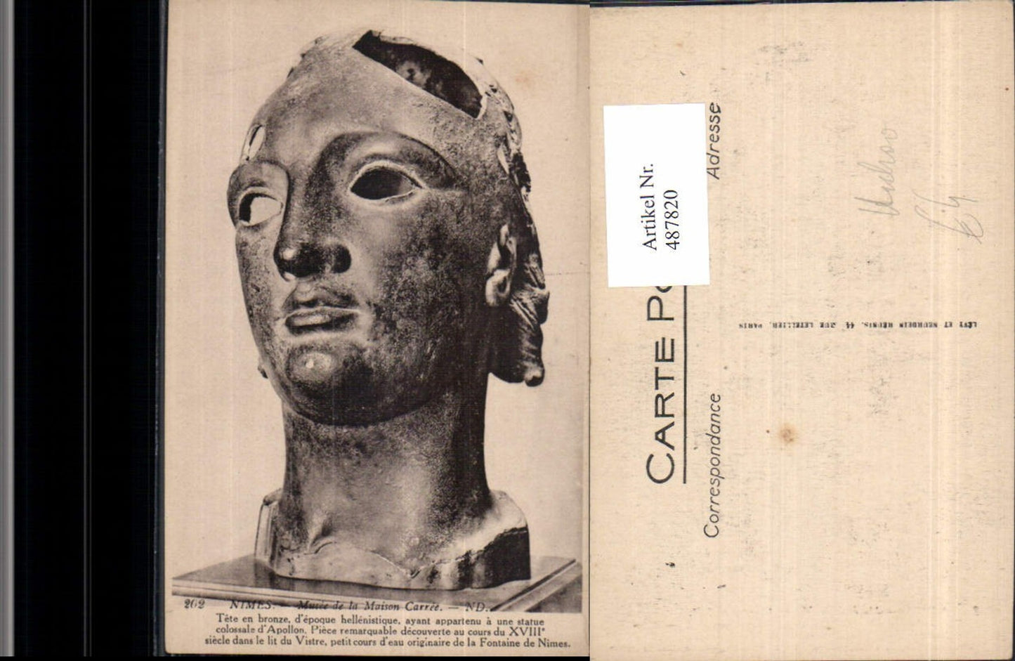 487820,Nimes Musee de la Maison Carree Tete en bronze Archäologie Ausgrabung