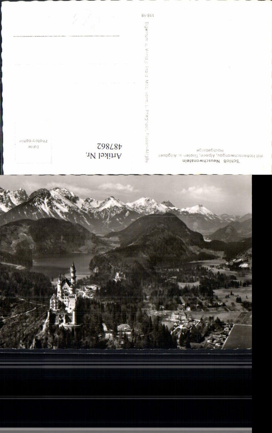 487862,Foto Ak Königsschloss Schloss Neuschwanstein Schwangau Hohenschwangau m. Hochgebirge