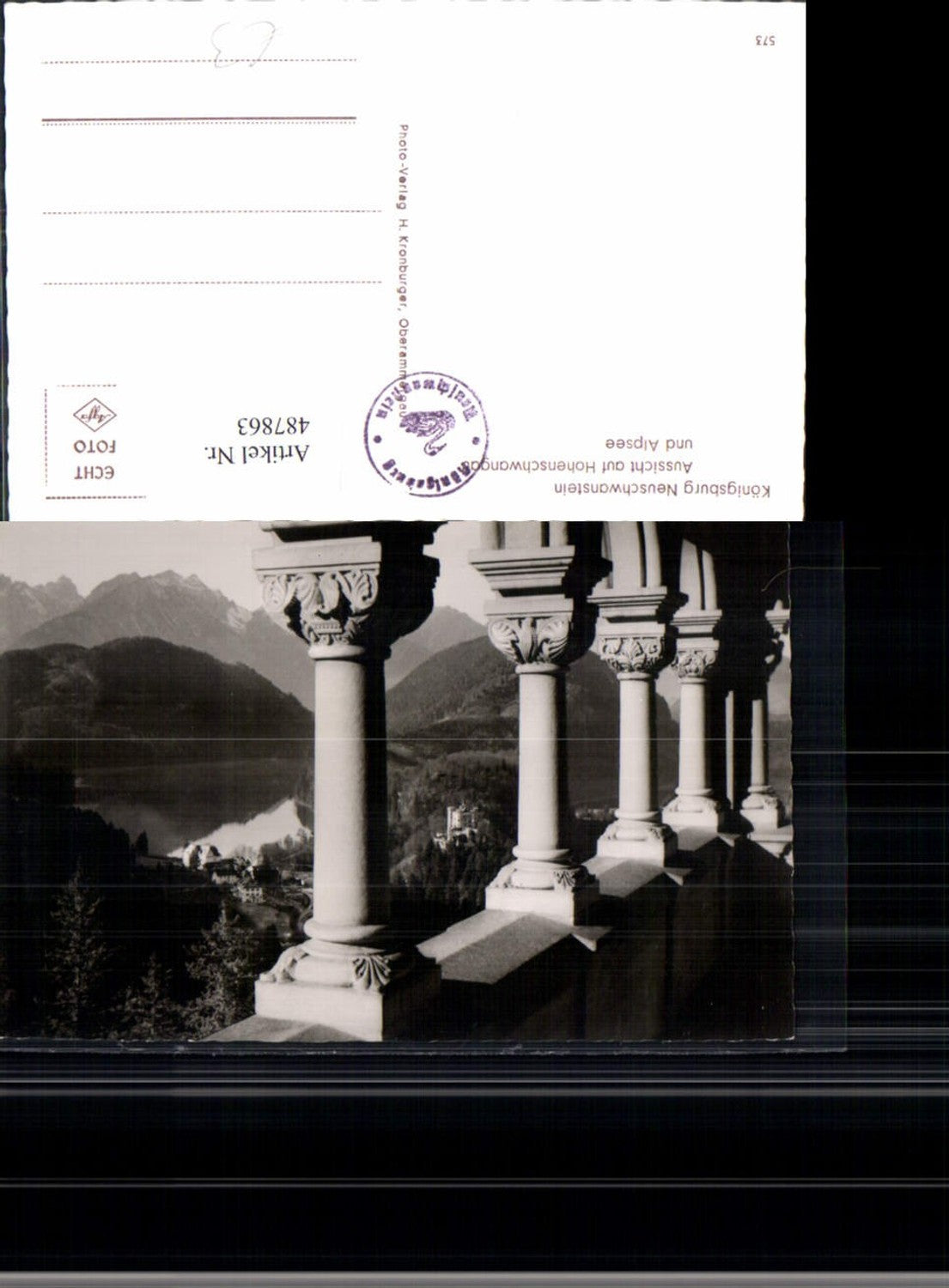 487863,Foto Ak Königsschloss Schloss Neuschwanstein Schwangau Aussicht auf Hohenschwangau