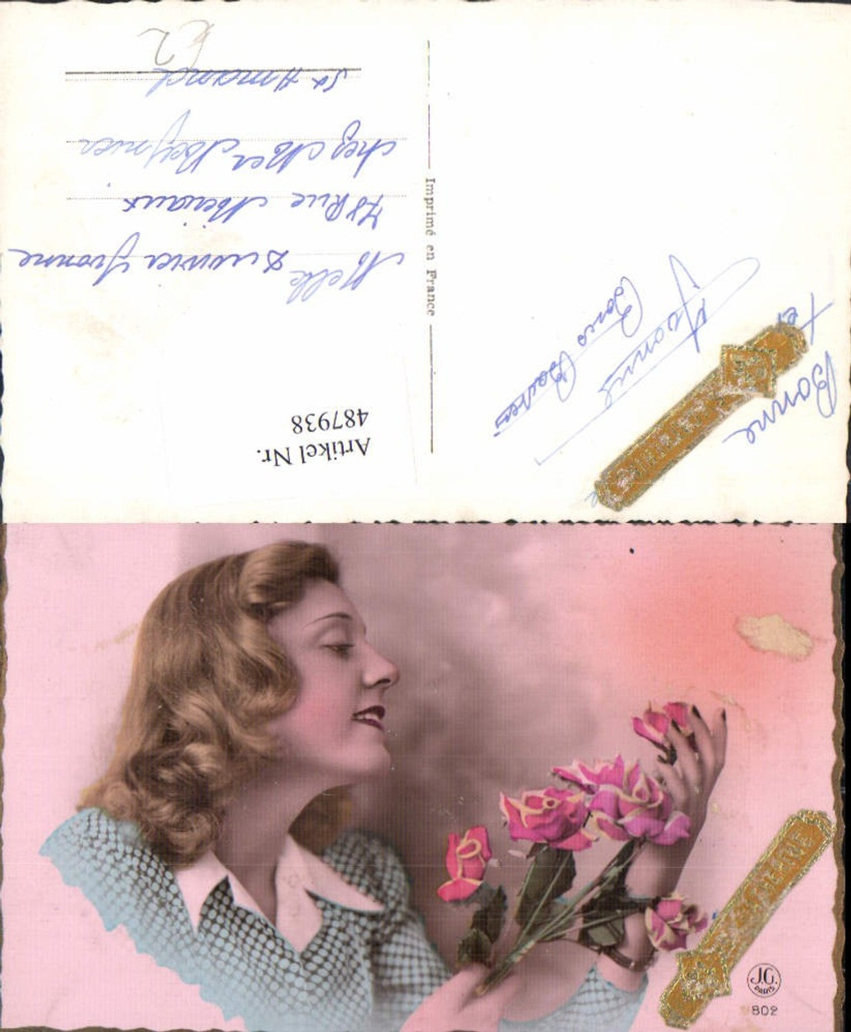 487938,Frau Blonder Lockenkopf Rosen Blumen