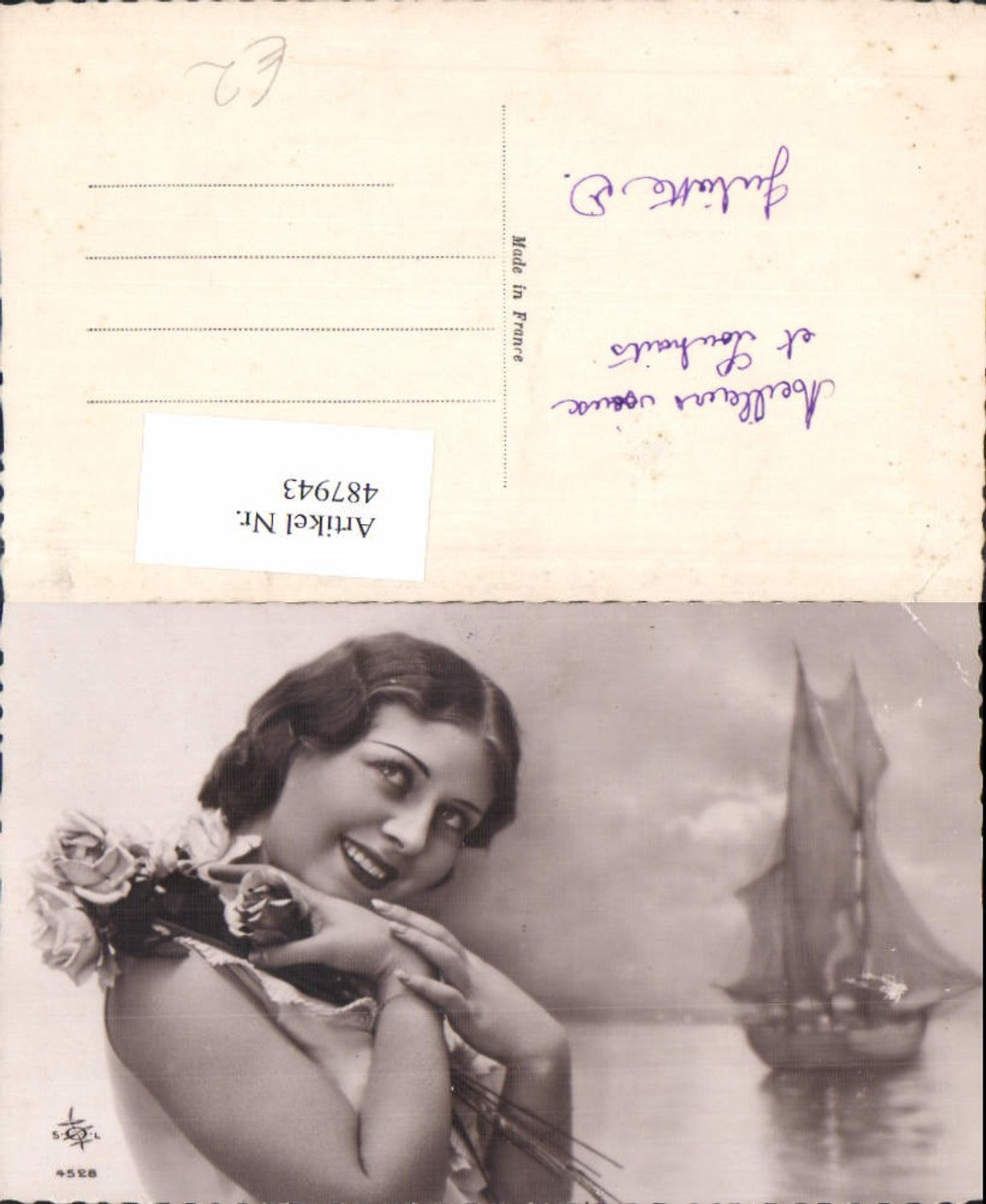 487943,Frau Portrait Rosen Blumen Segelschiff