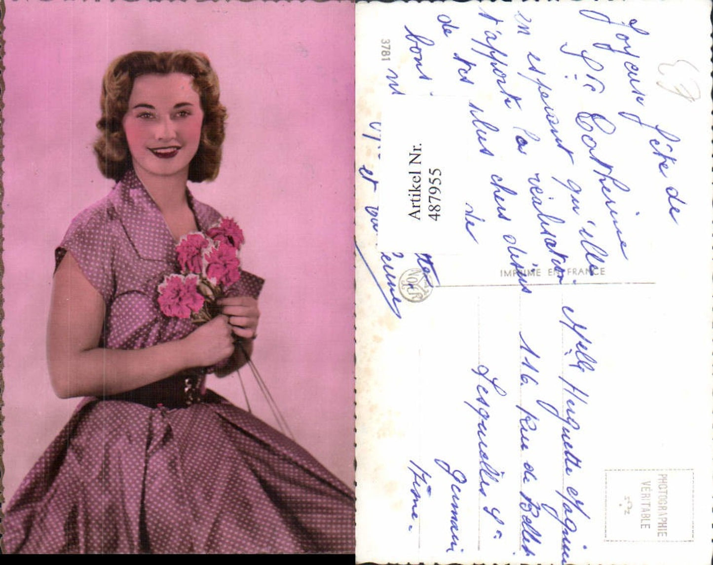 487955,Frau Lockenkopf Kleid Nelken Blumen