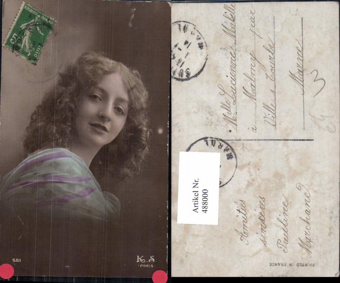 488000, Woman with curly hair portrait
