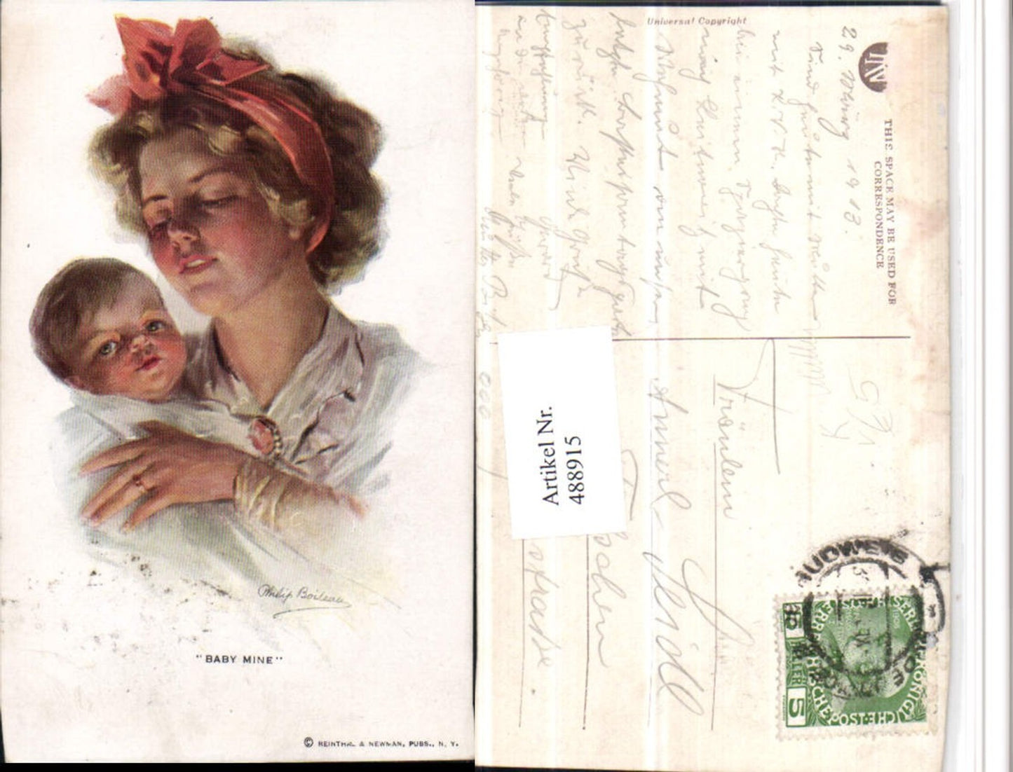 488915,Künstler AK Philip Boileau Baby Mine Frau Mutter Kind pub Reinthal & Newman
