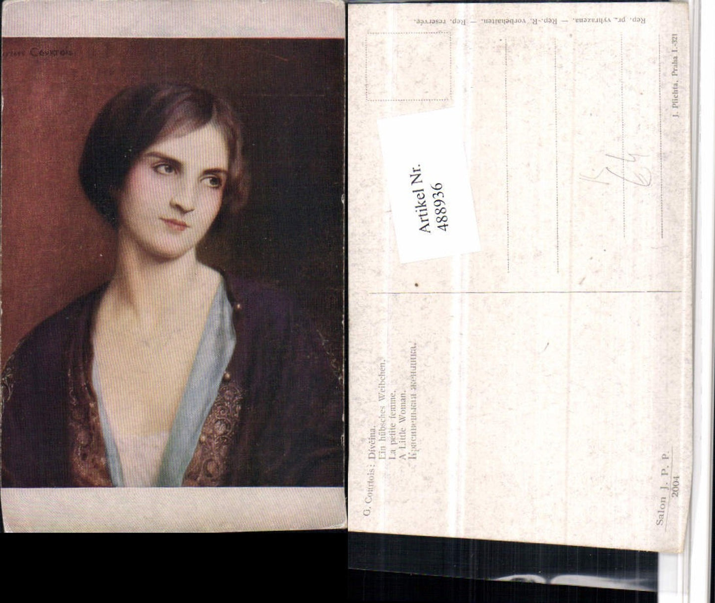 488936,Künstler AK G. Courtois Hübsches Weibchen Frau Portrait