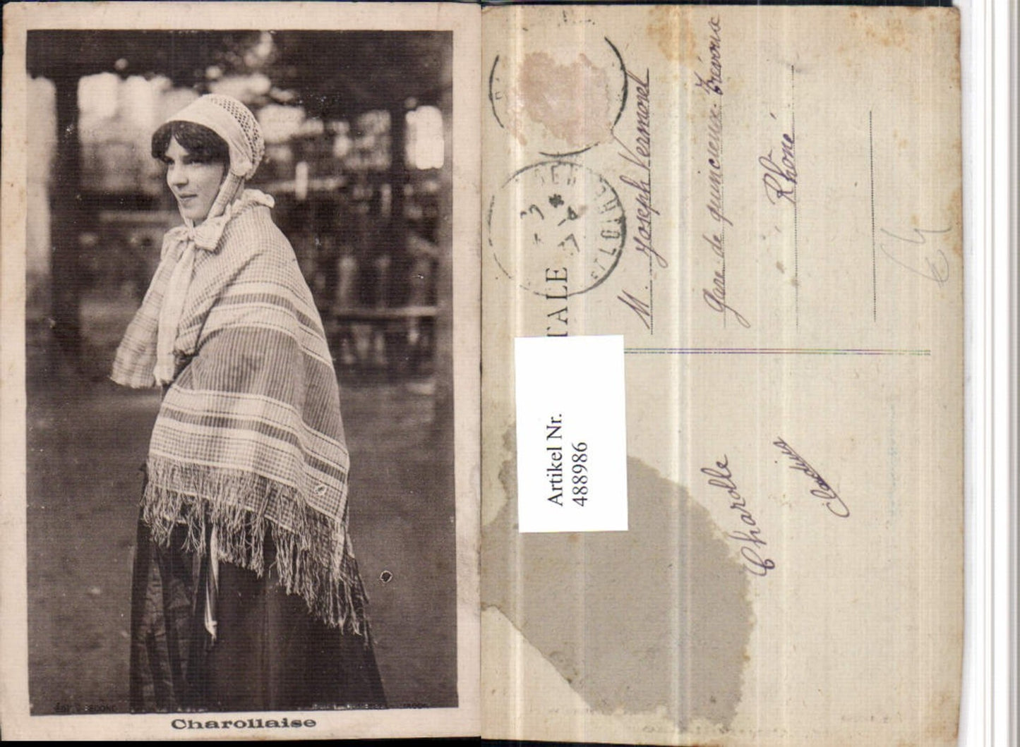 488986, Charollaise Woman with Cloth Portrait