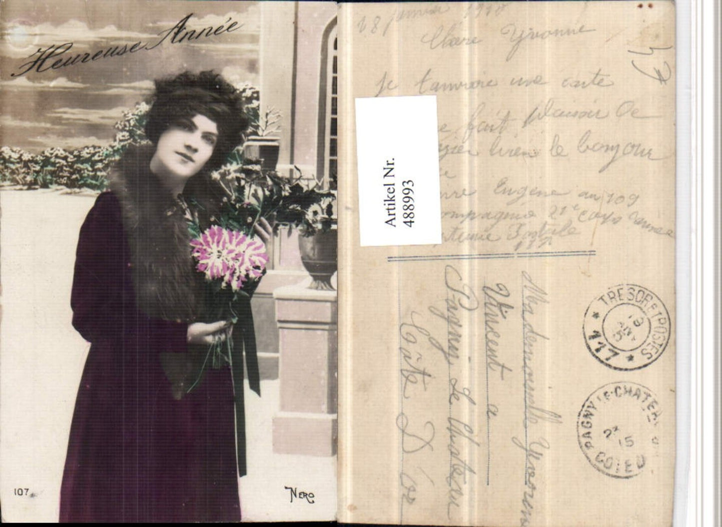 488993,Heureuse Annee Frau Stola Blumen