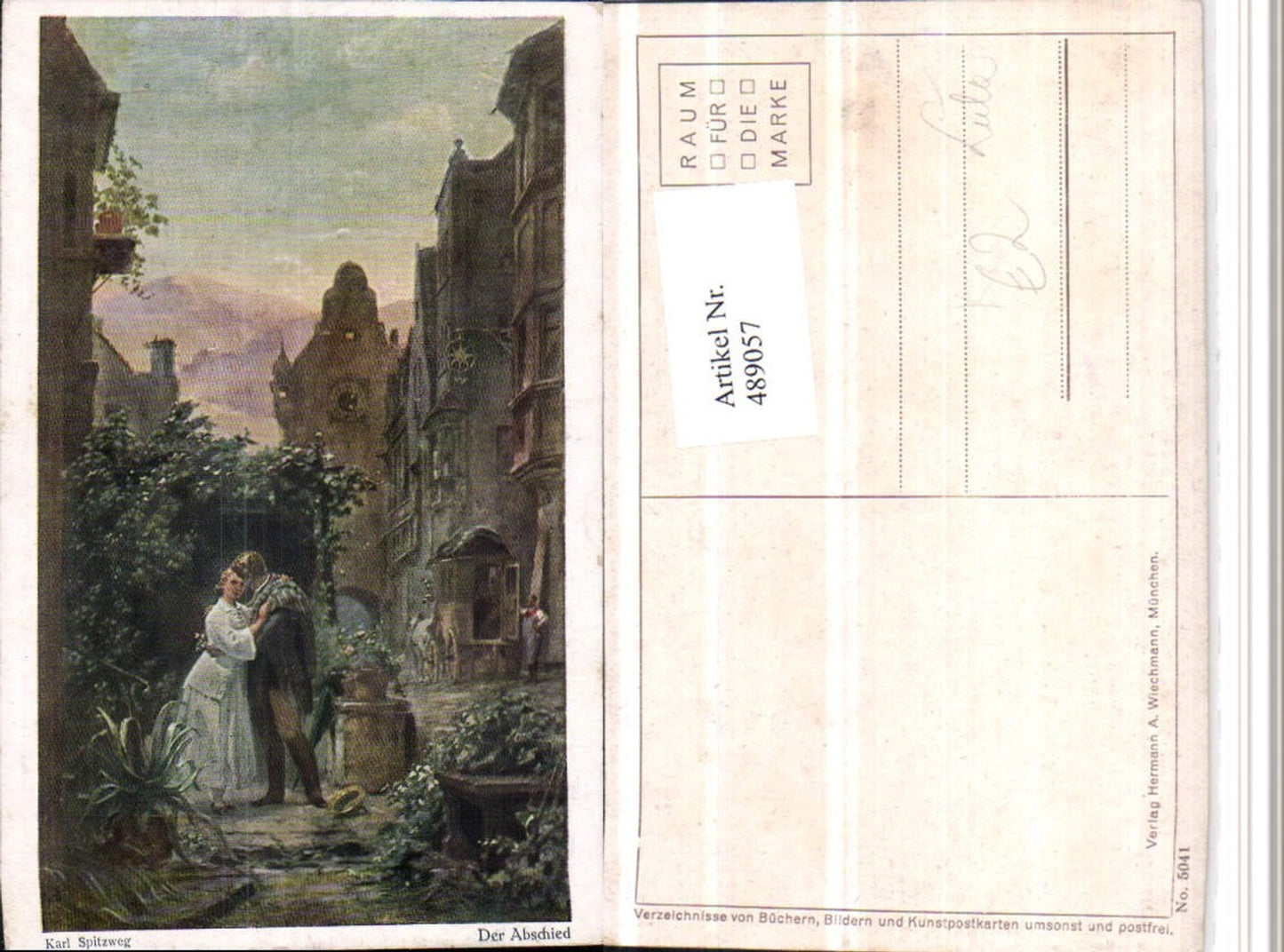 489057,Künstler AK Karl Spitzweg Der Abschied Liebe Paar