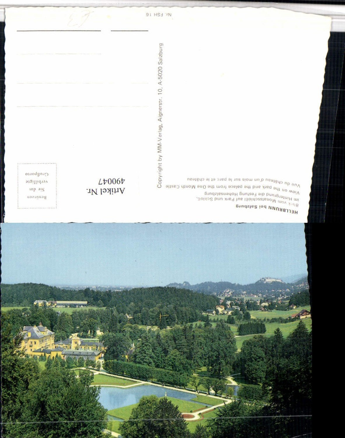 490047,Salzburg Hellbrunn Schloss u. Park vom Monatsschlössl