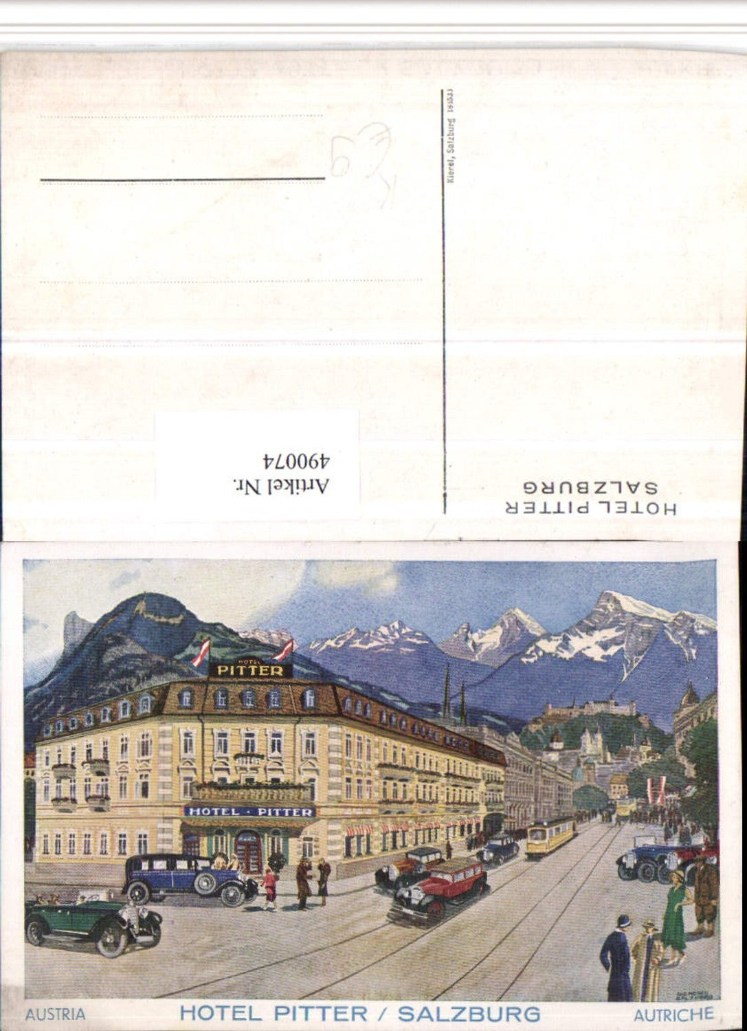 490074,Künstler AK Aug. Moser Salzburg Hotel Pitter Bergkulisse
