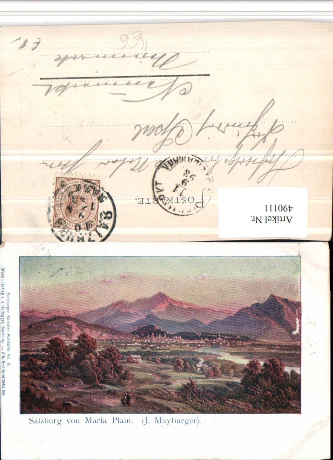490111, Artist AK J. Mayburger Salzburg from Maria Plain mountain scenery