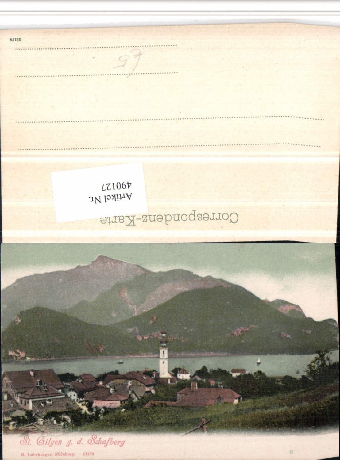 490127, St. Gilgen Total view against Schafberg mountain scenery