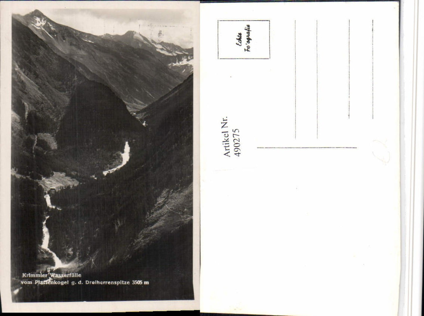 490275,Krimmler Wasserfälle b. Krimml geg. Dreiherrenspitze Bergkulisse