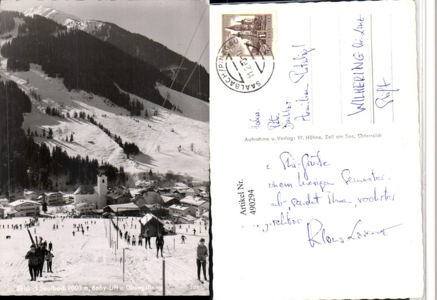 490294,Saalbach Totale Baby-Lift Skilift Skipiste Winterbild