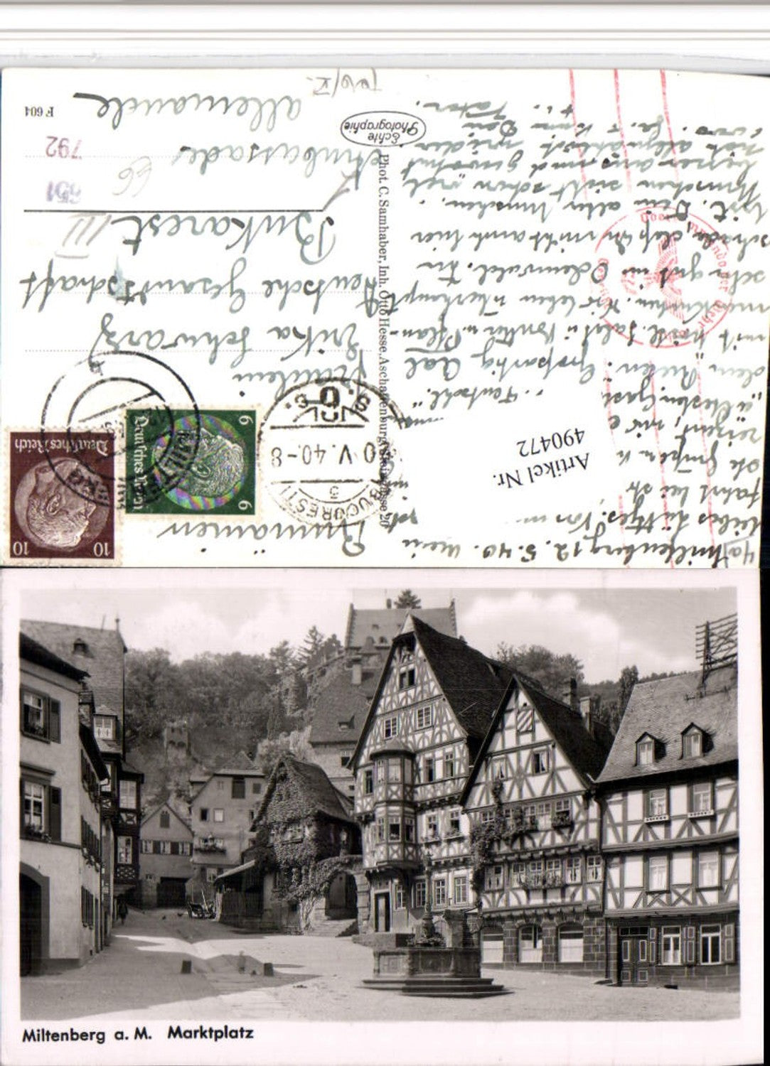 490472,Miltenberg am Main Marktplatz Brunnen Erker