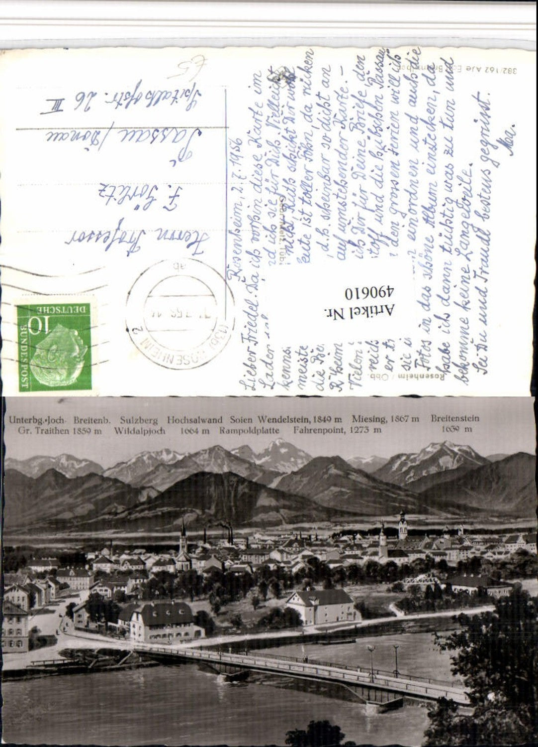 490610,Rosenheim Totale Brücke m. Wendelstein Bergkulisse
