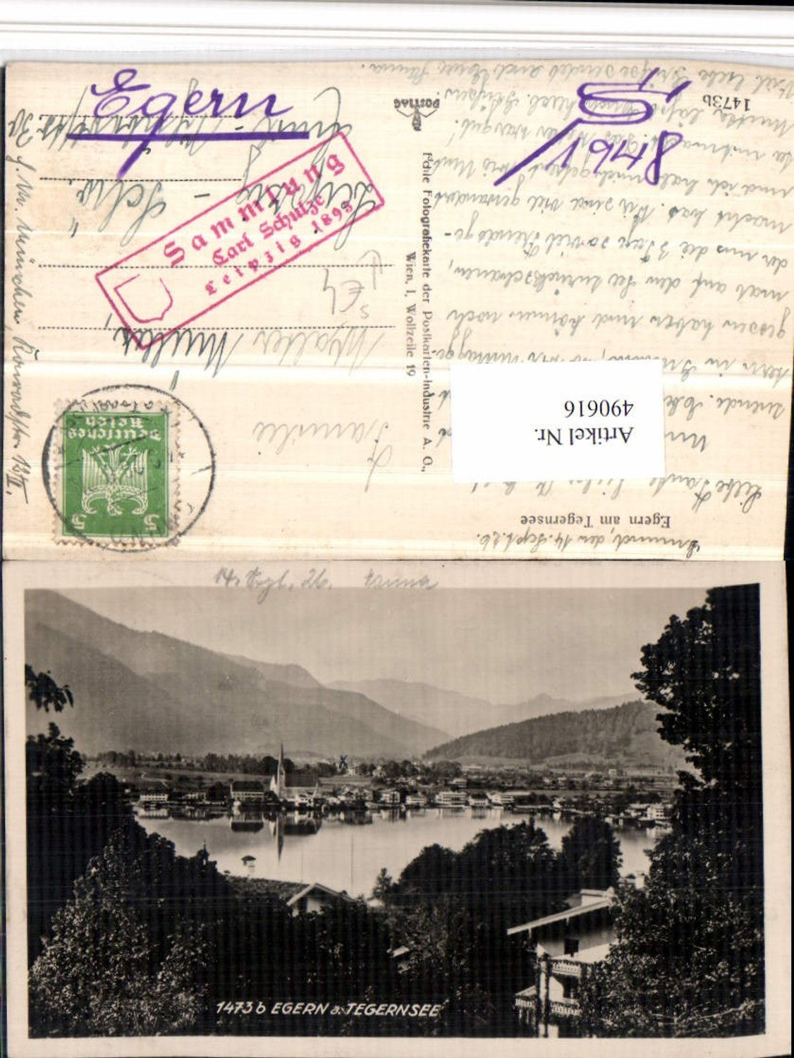 490616,Egern Tegernsee Totale Bergkulisse Sammlung Carl Schulze Stempel