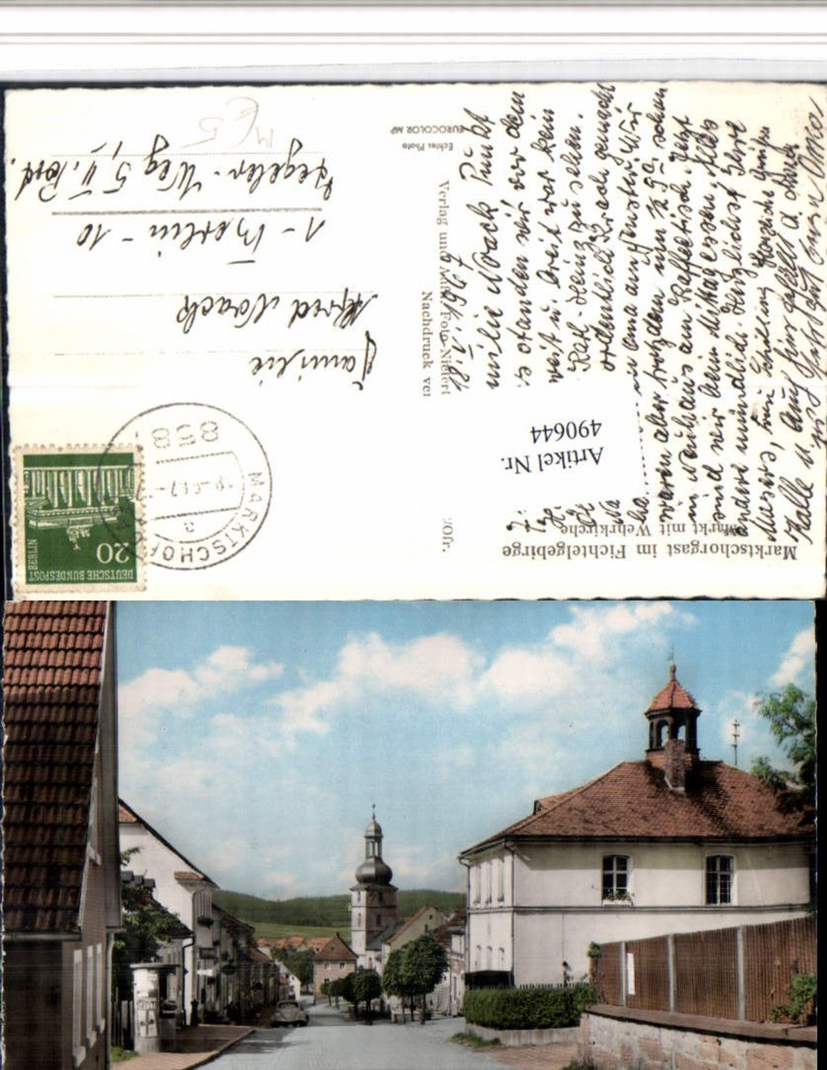 490644,Marktschorgast im Fichtelgebirge Markt m. Wehrkirche Litfaßsäule