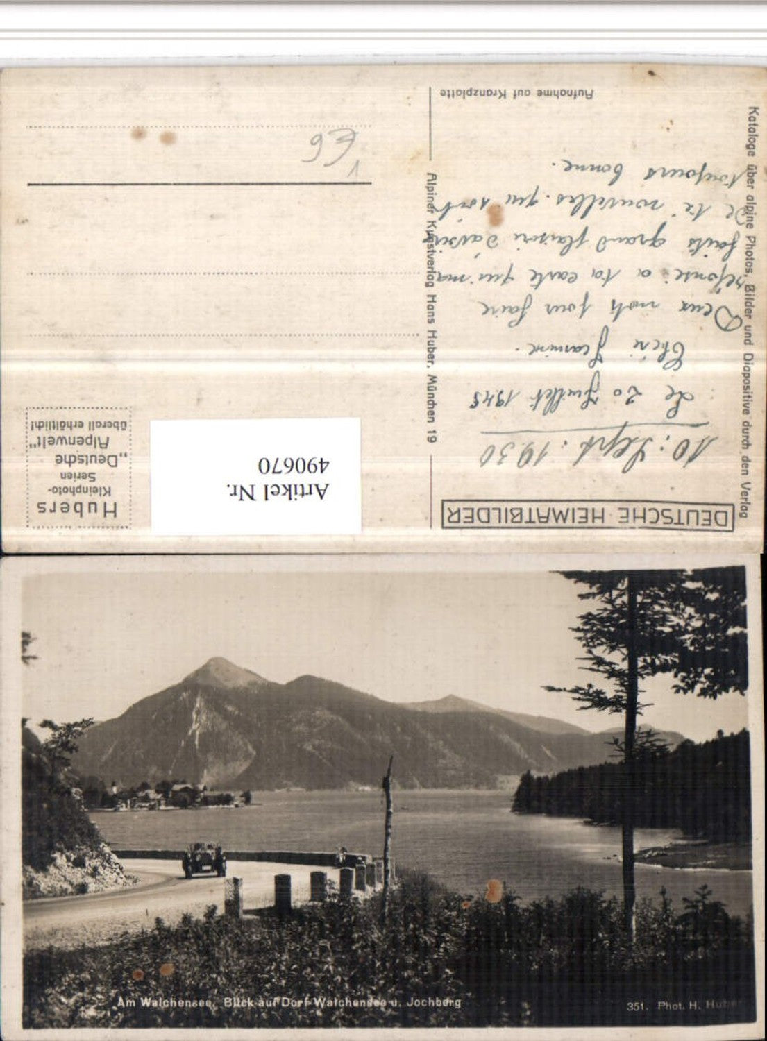490670,Walchensee See m. Jochberg pub H. Huber 351