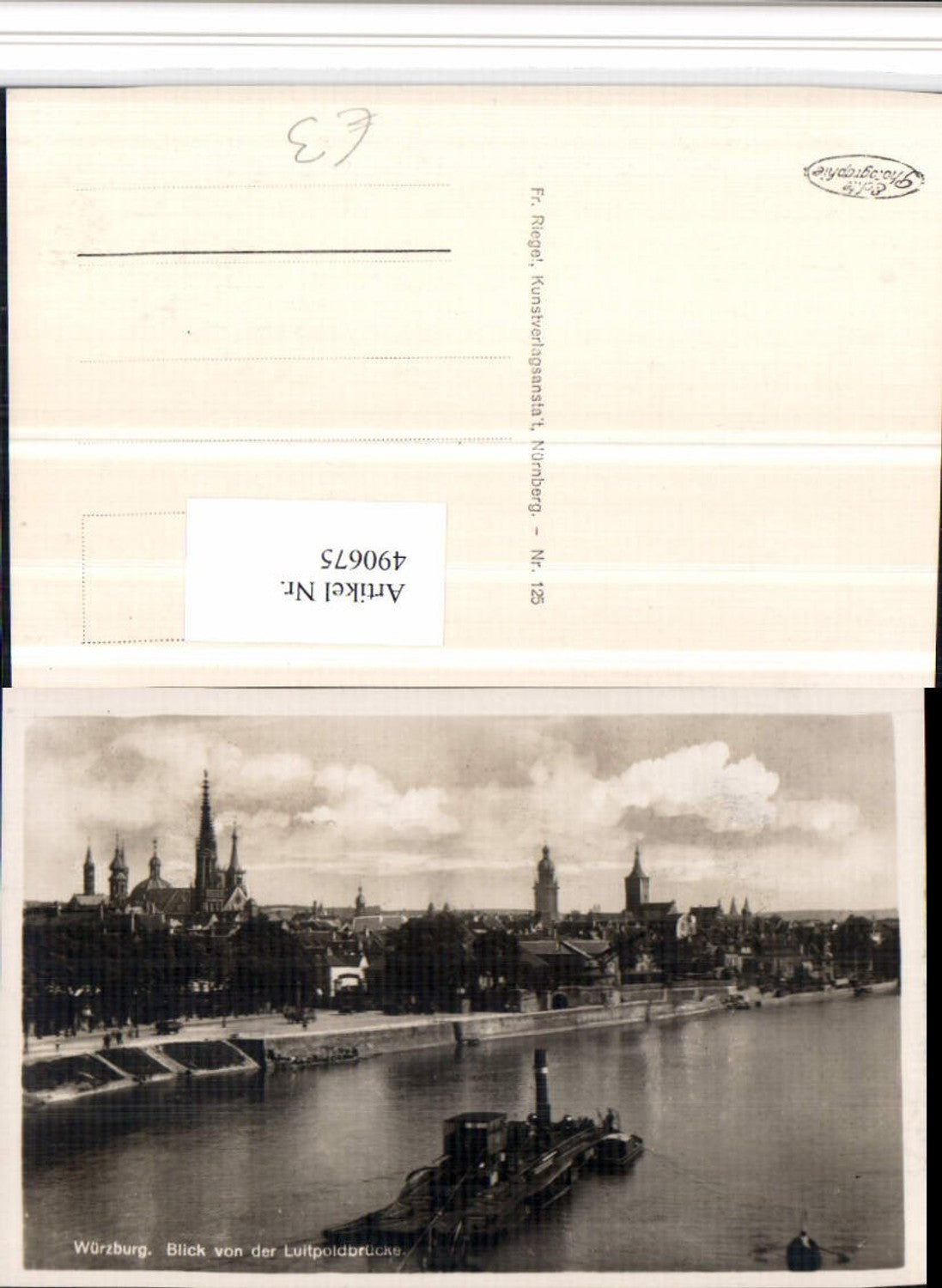 490675,Würzburg Teilansicht von d. Luitpoldbrücke Dampfer