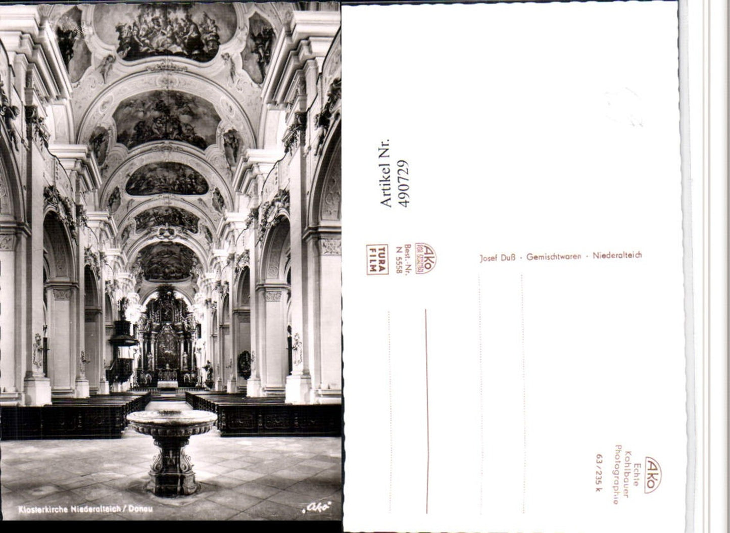 490729,Niederalteich Klosterkirche Innenansicht Taufbecken