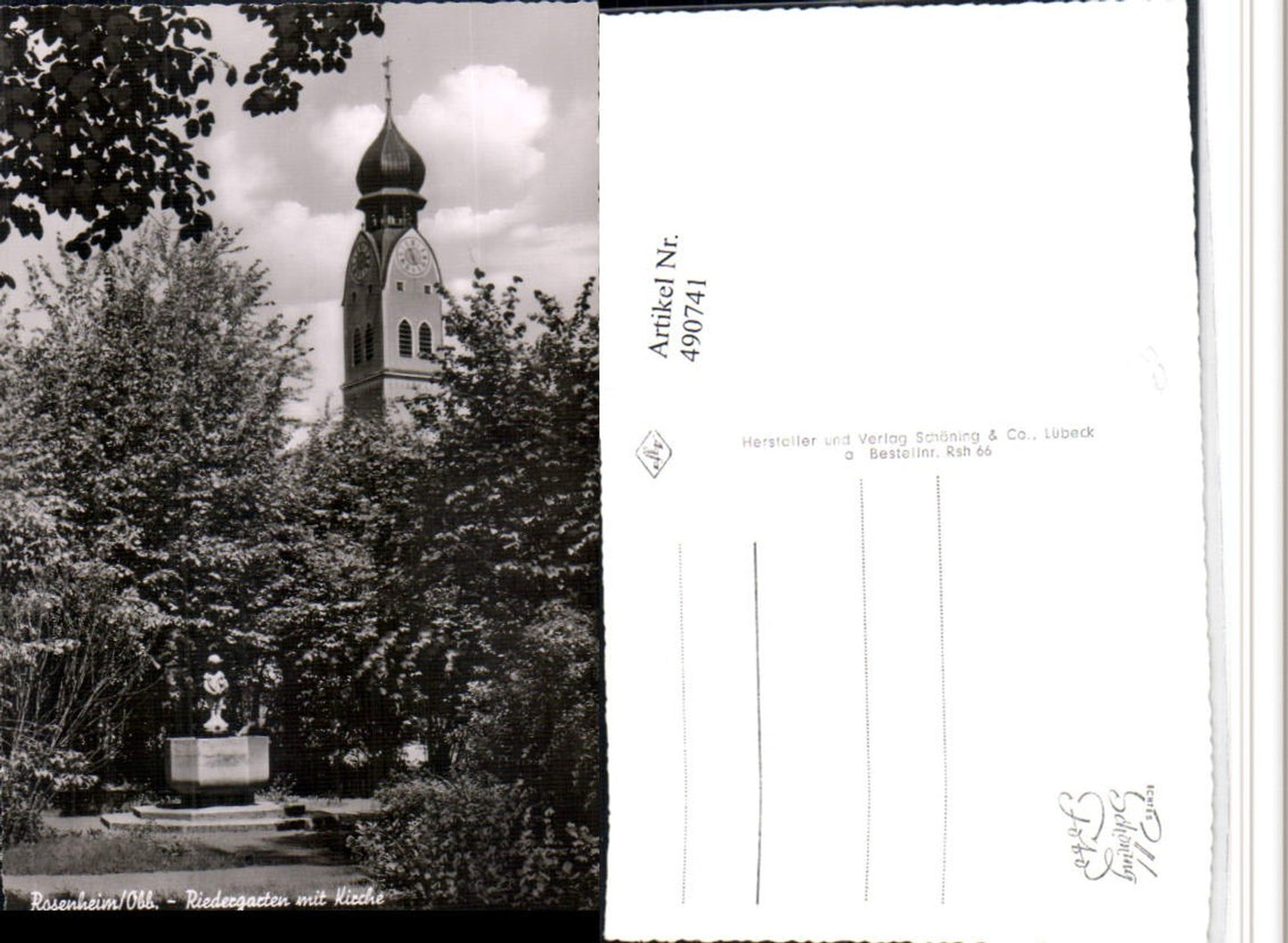 490741, Rosenheim Riedergarten with church tower