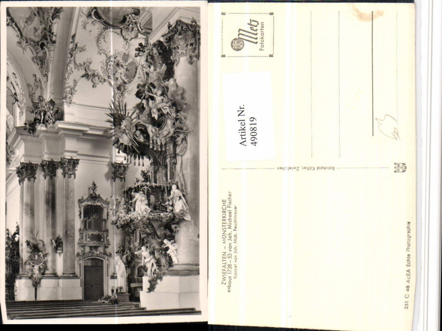490819,Zwiefalten Münsterkirche Kirche Innenansicht Kanzel