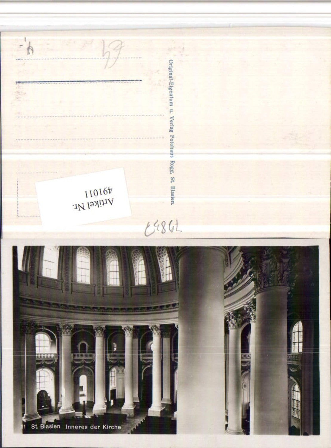 491011,St. Blasien Kirche Innenansicht Säulen