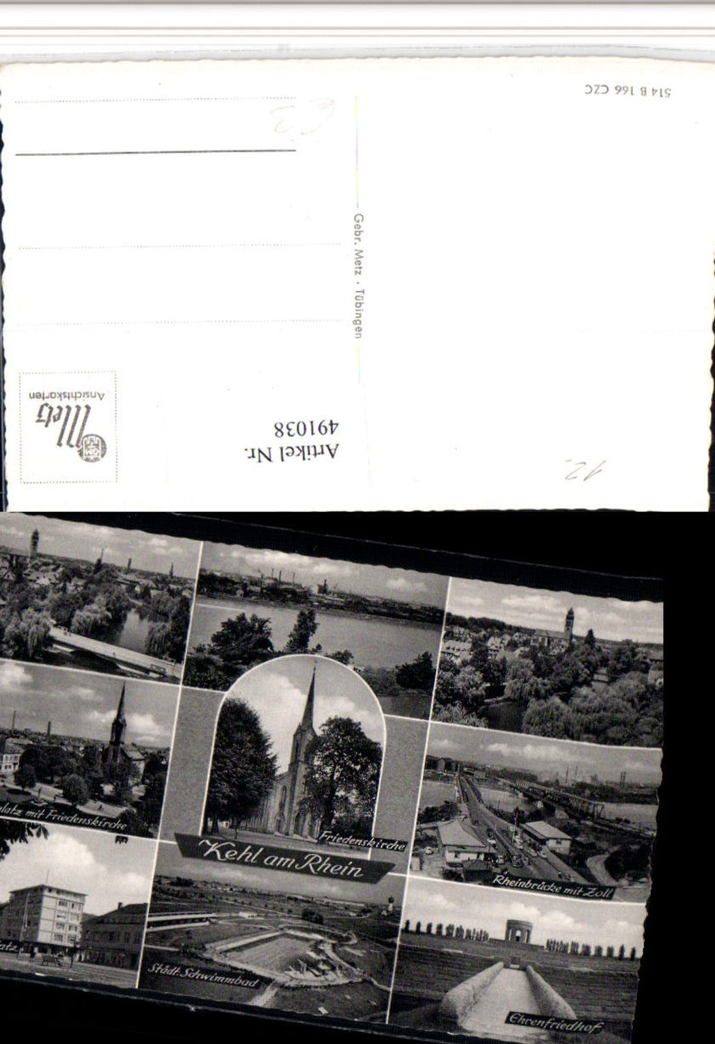 491038,Kehl am Rhein Totale Brücke Schwimmbad Kirche Mehrbildkarte