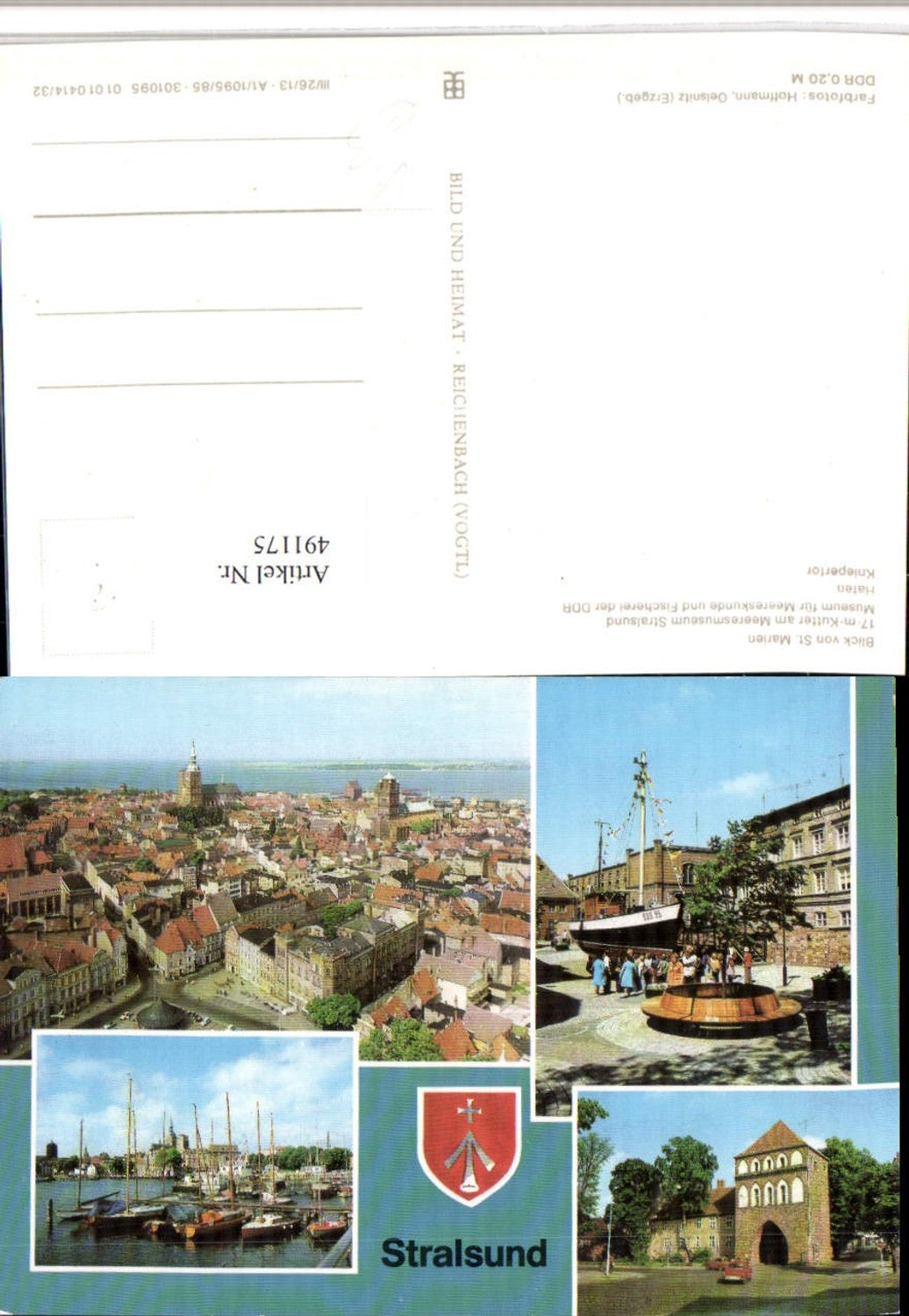 491175,Stralsund Totale Kutter Hafen Kniepertor Mehrbildkarte pub VEB