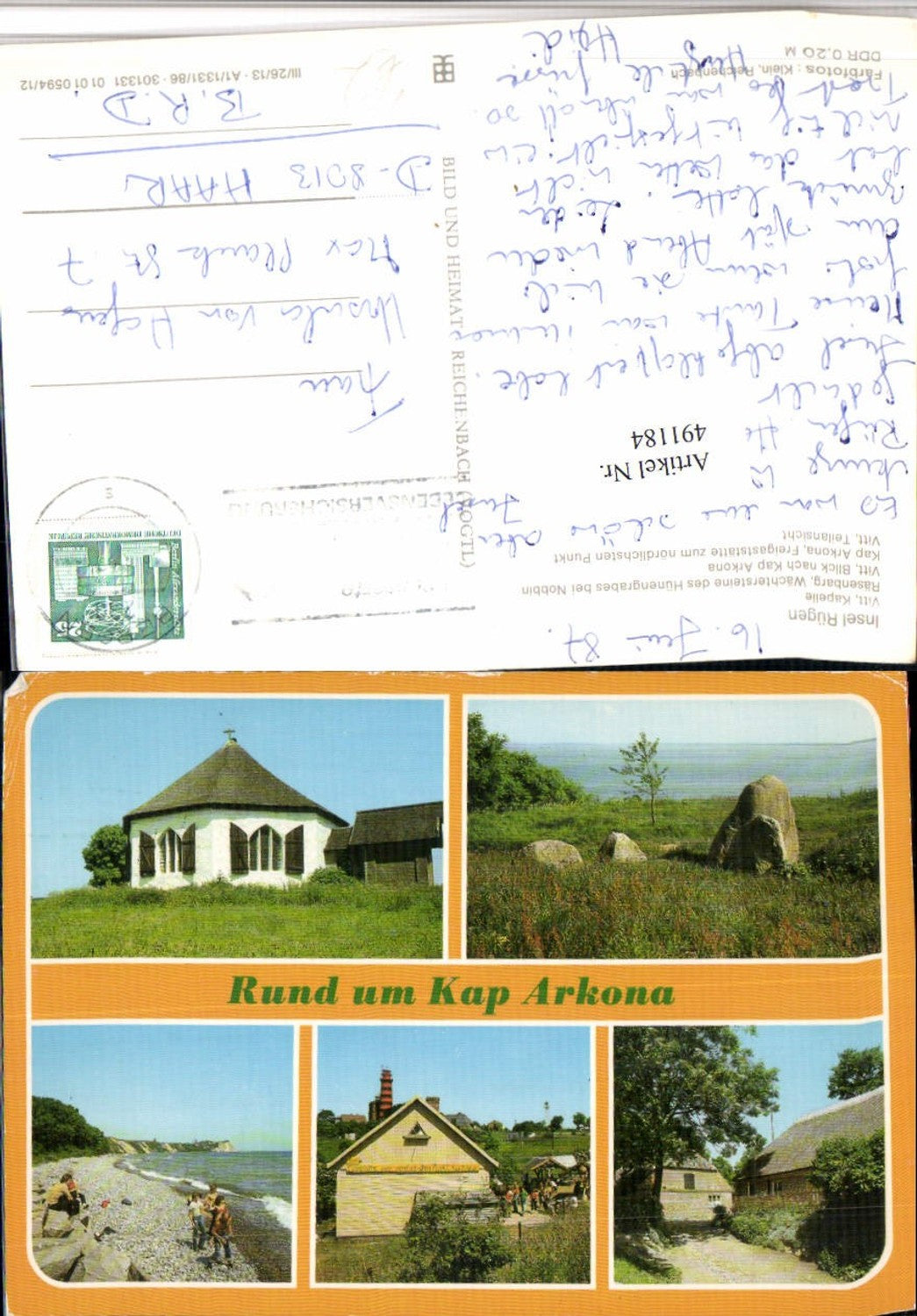 491184,Insel Rügen Vitt Kapelle Kap Arkona Mehrbildkarte pub VEB