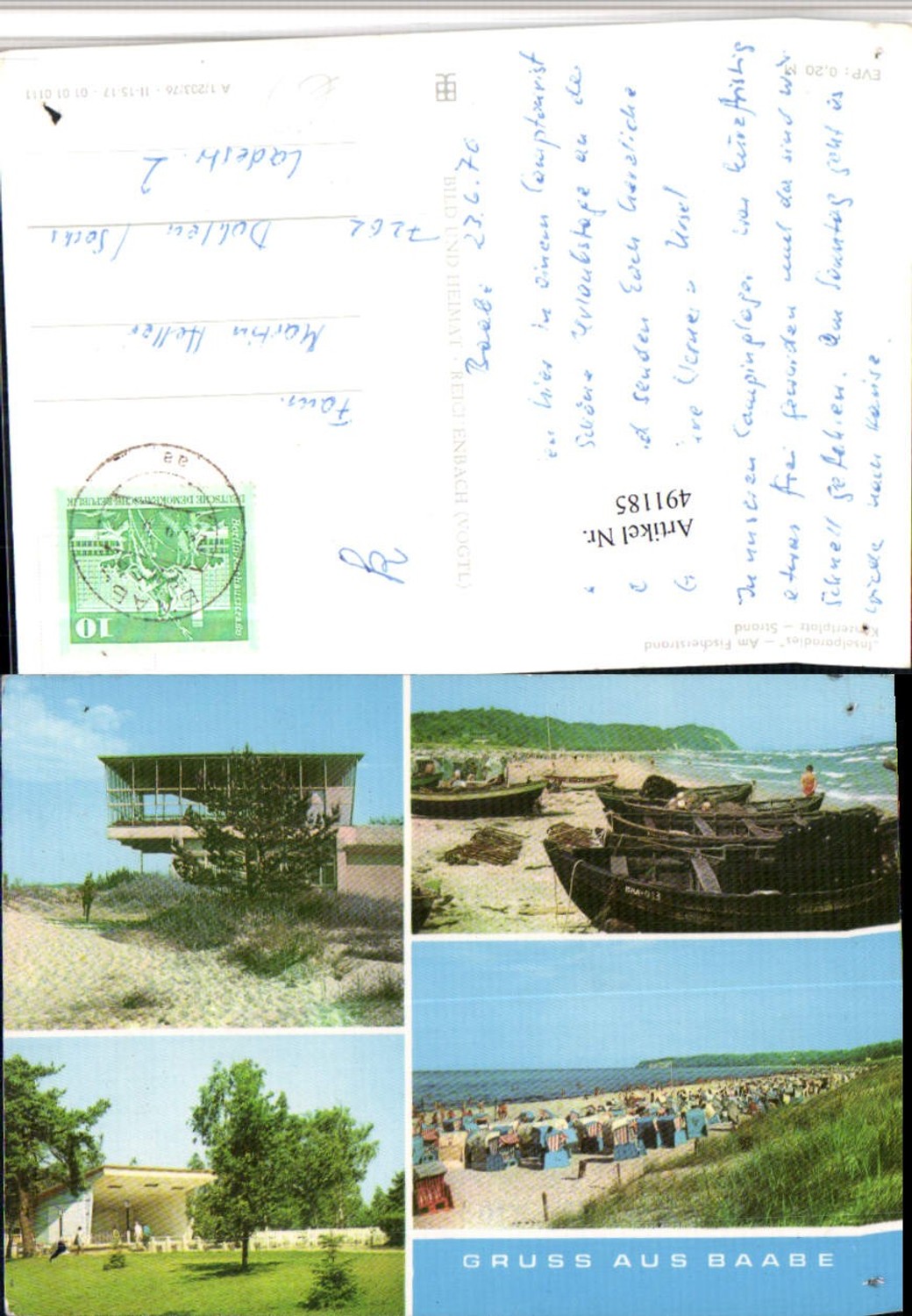 491185,Baabe Strand Fischerstand Mehrbildkarte pub VEB