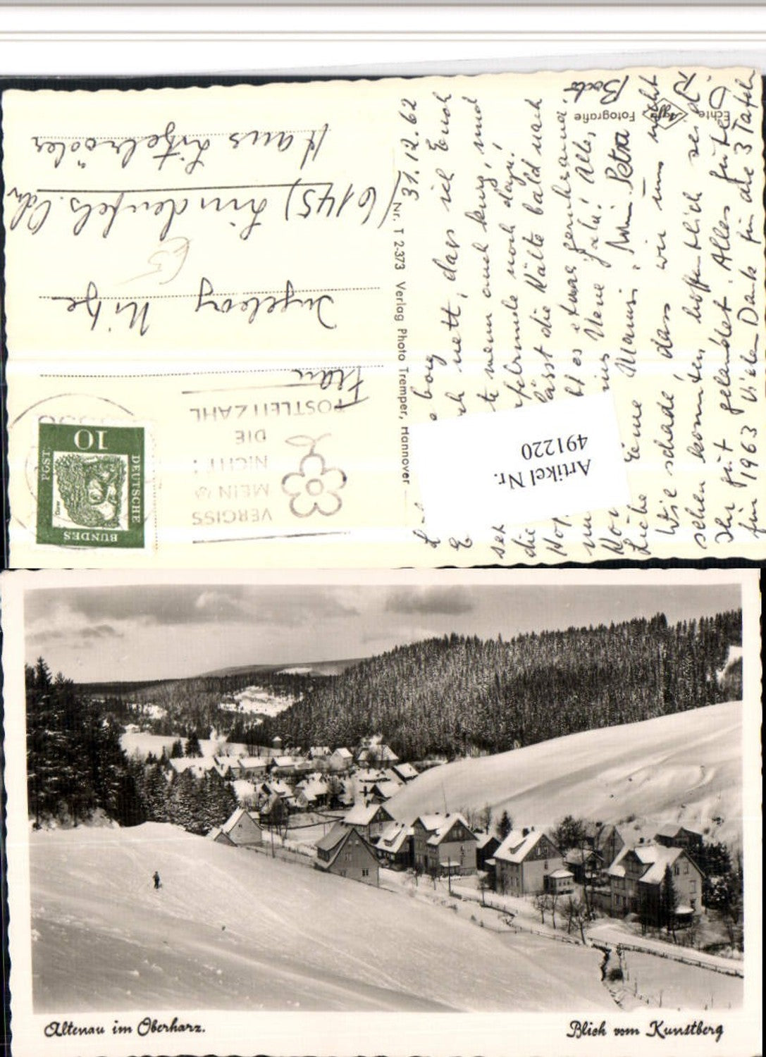 491220,Altenau im Oberharz Teilansicht vom Kunstberg Winterbild