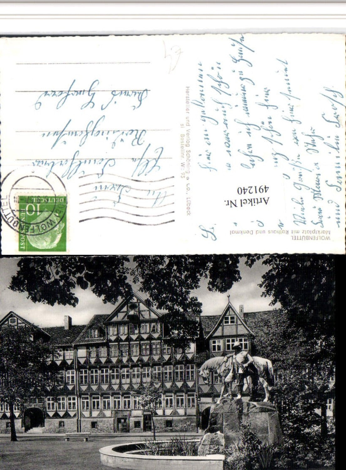 491240,Wolfenbüttel Marktplatz m. Rathaus u. Denkmal