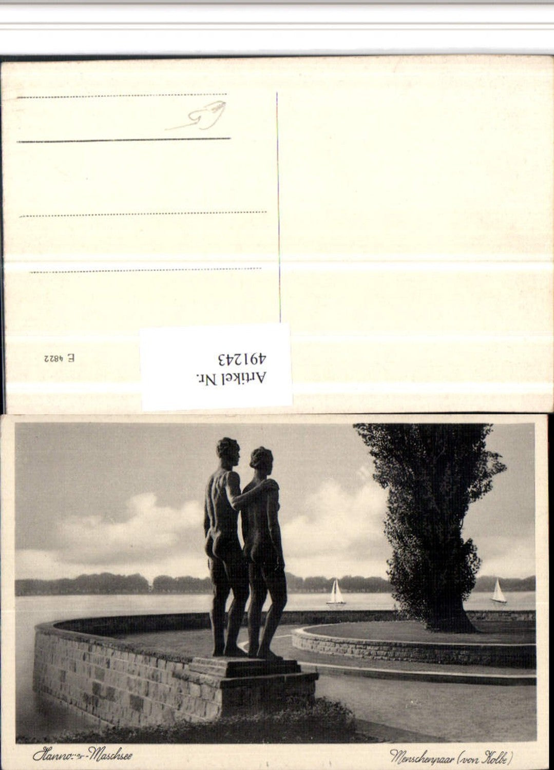 491243,Hannover Maschsee Menschenpaar Statue