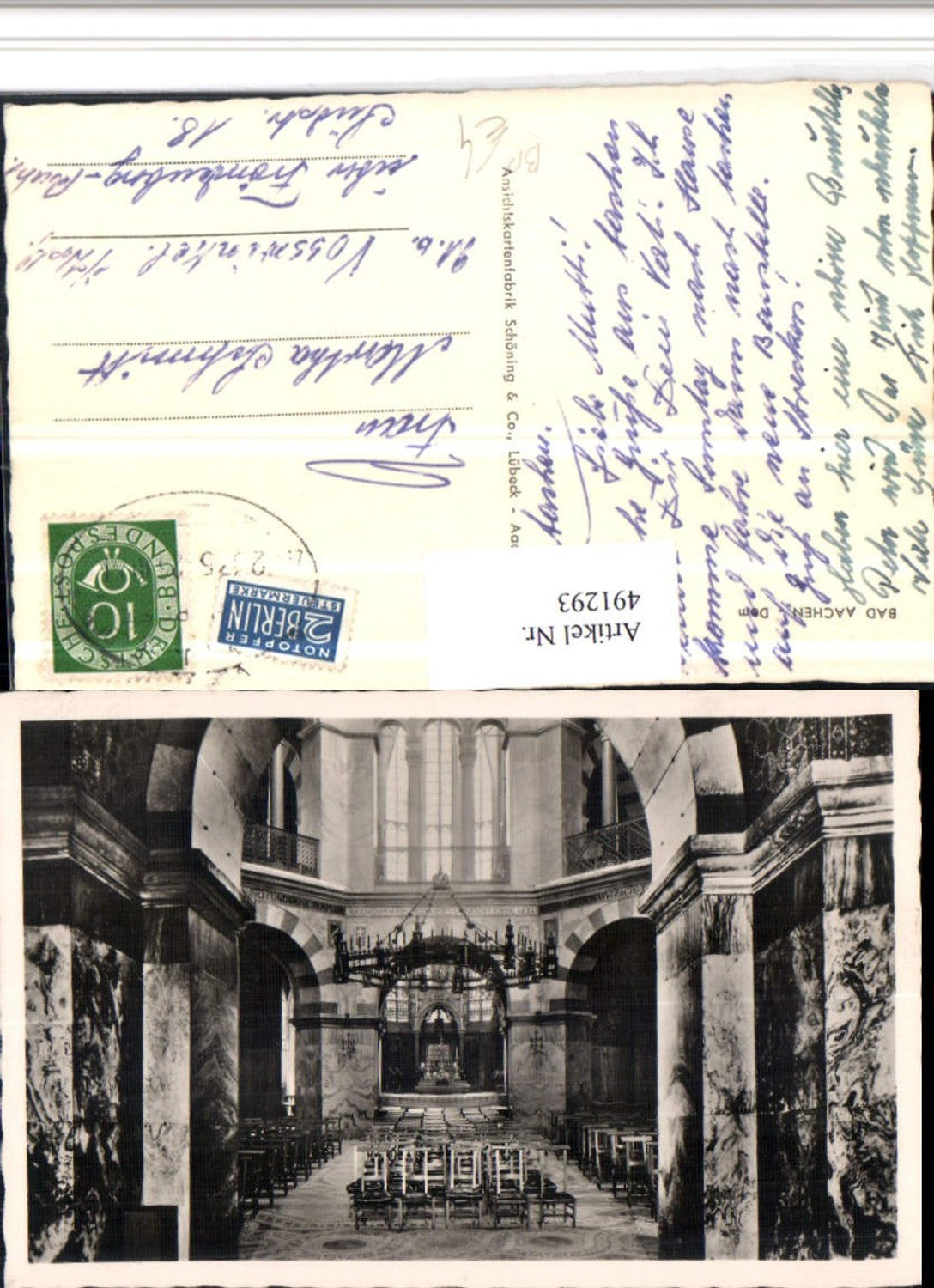 491293,Bad Aachen Dom Kirche Bahnpost Zug 2375